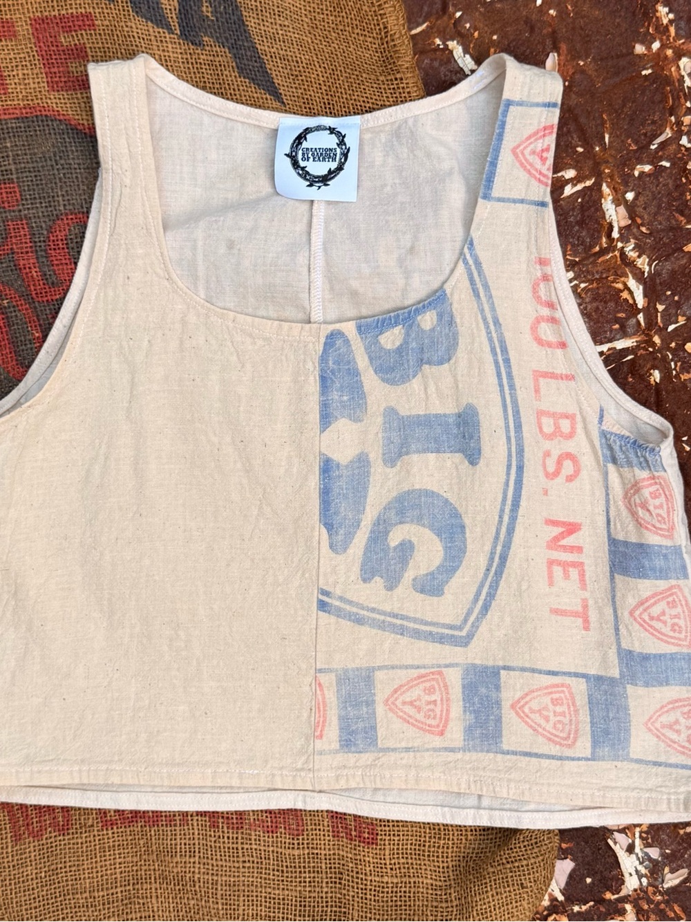 Handmade vintage feedsack fabric top